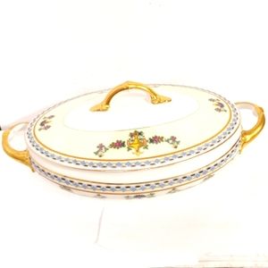 Rare Vintage 2 pc TK Thuny Oval Covered Vegetable Serving Dish Czechoslovakia